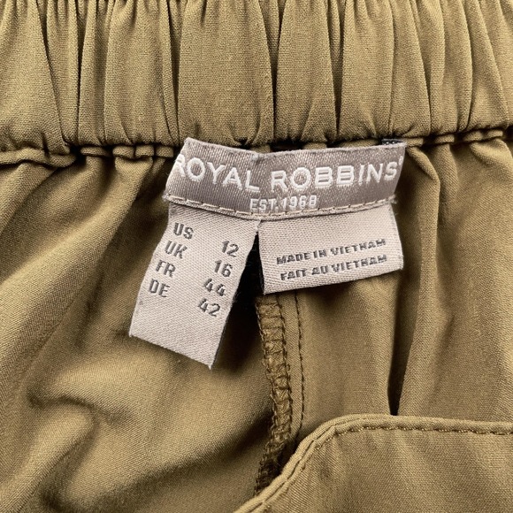 Royal Robbins Pants Womens 12 Khaki Cargo Wide Leg Stretch Hiking Outdoor Roll - Picture 9 of 11